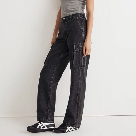 NEW Madewell Low-Slung Straight Cargo Jeans‎ in Ranney Wash, 29 - Picture 2 of 16